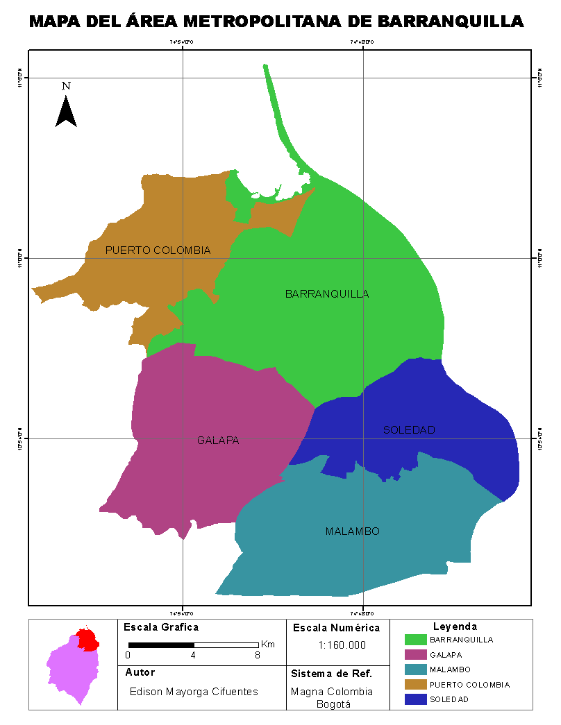 Mapa Del Área Metropolitana De Barranquilla