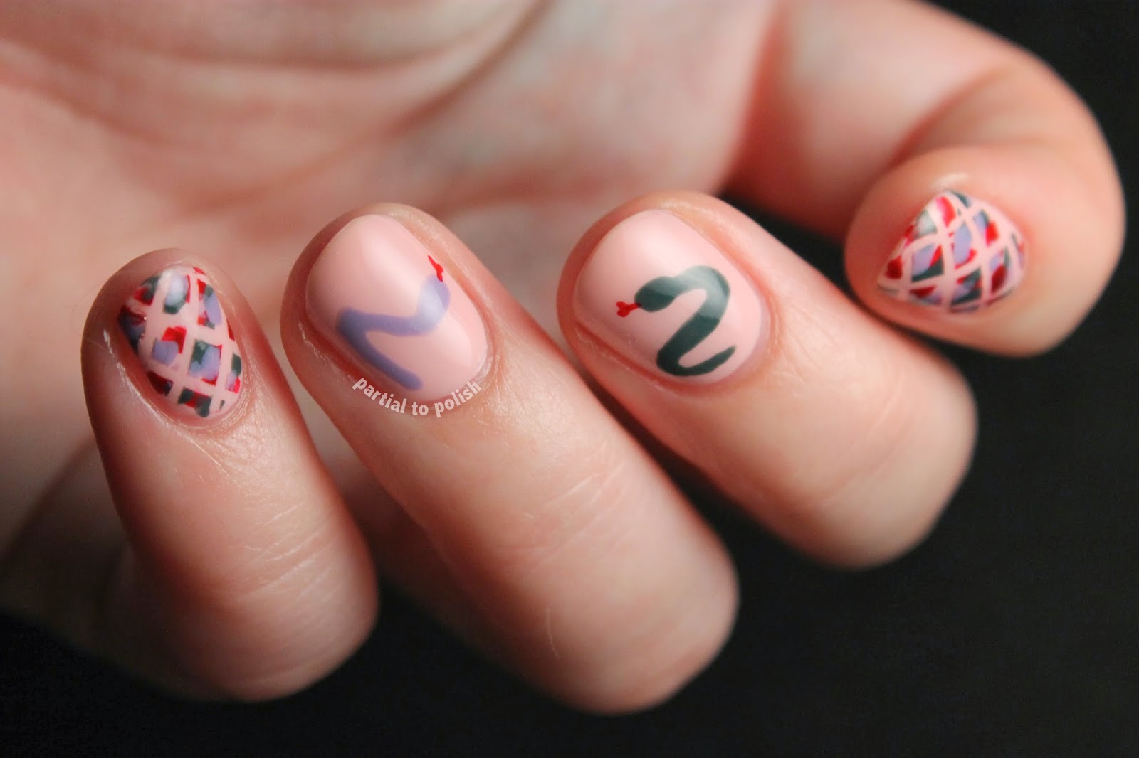 Partial to Polish Deborah Lippmann Marnie & Snake Nail Art with the