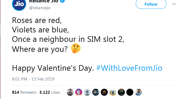 Jio Valentines Day Twitter Post