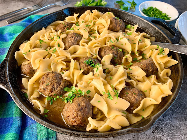 Meatballs and Noodles with Sherry Gravy