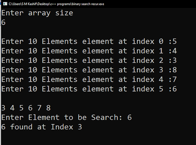 binary search program in c++