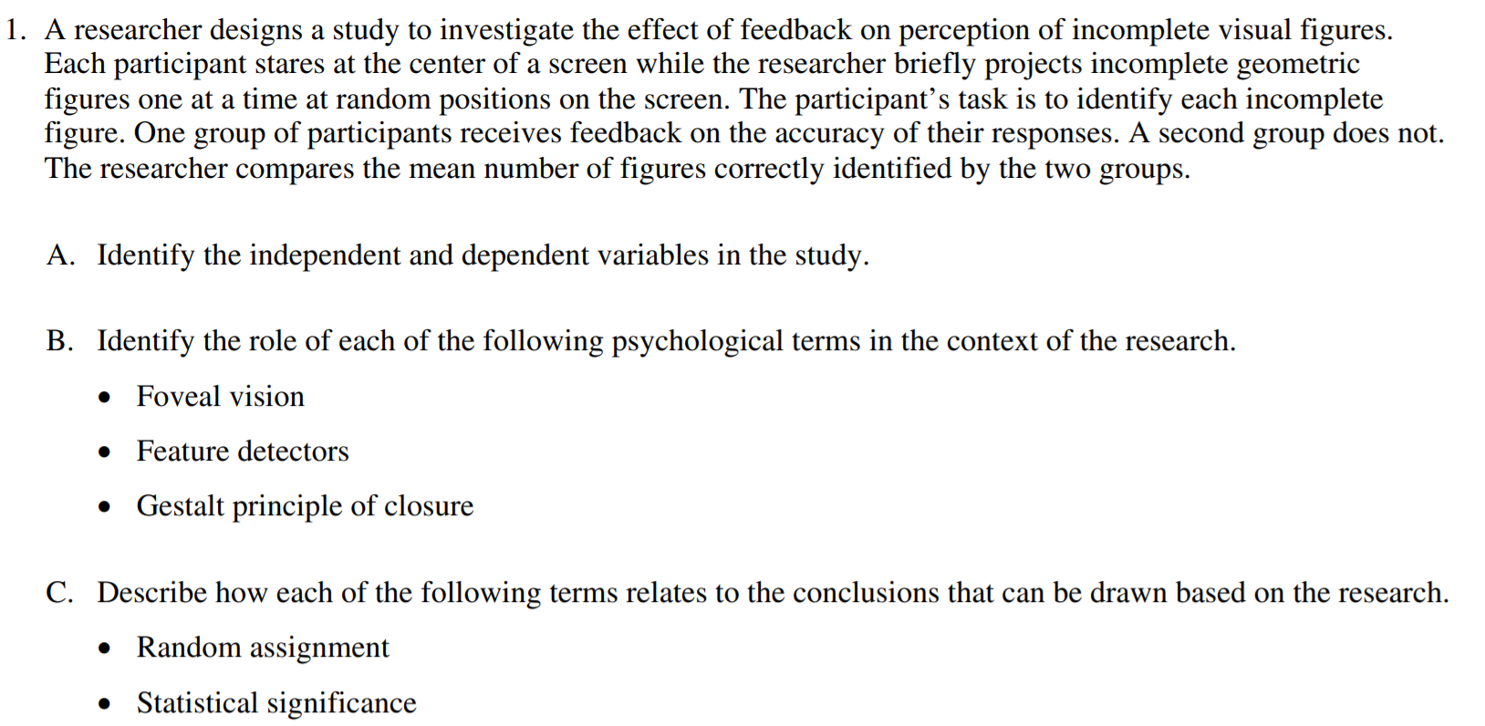 ap psych research methods frq example