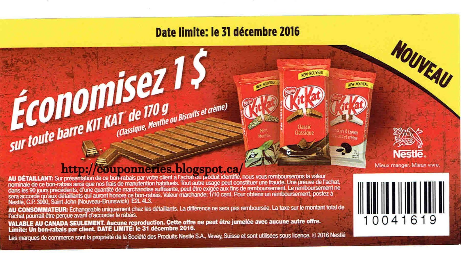 Coupons et Circulaires 1,99 KITKAT 170G