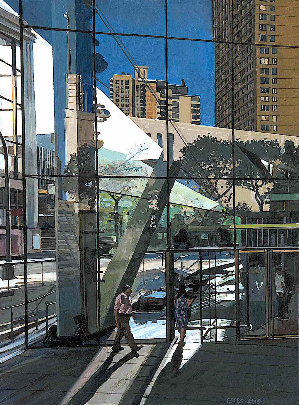 Richard Estes art Richard Estes realism art, a painting of an urban scene