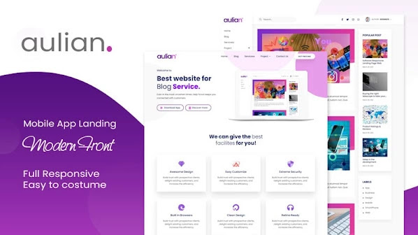 Aulian v2.0 Landing Page Responsive Blogger Template