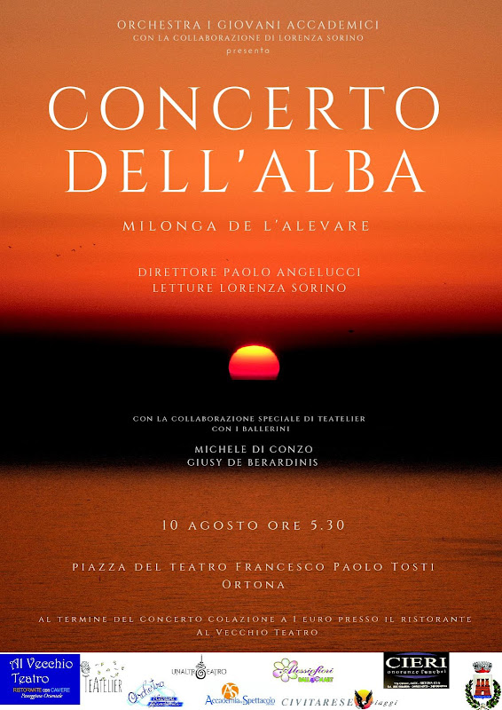 CONCERTO DELL’ALBA  P I A Z Z A TEATRO TOSTI 10 AGOSTO – ore 5,30