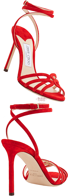 ♦Jimmy Choo Mimi red suede wrap around sandal #jimmychoo #shoes #brilliantluxury