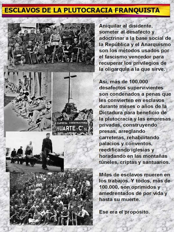 TODOS LOS ROSTROS. Prontuario de Memoria Democrática y su represión fascista. Acto 9º: ESCLAVOS DE LA PLUTOCRACIA FRANQUISTA.