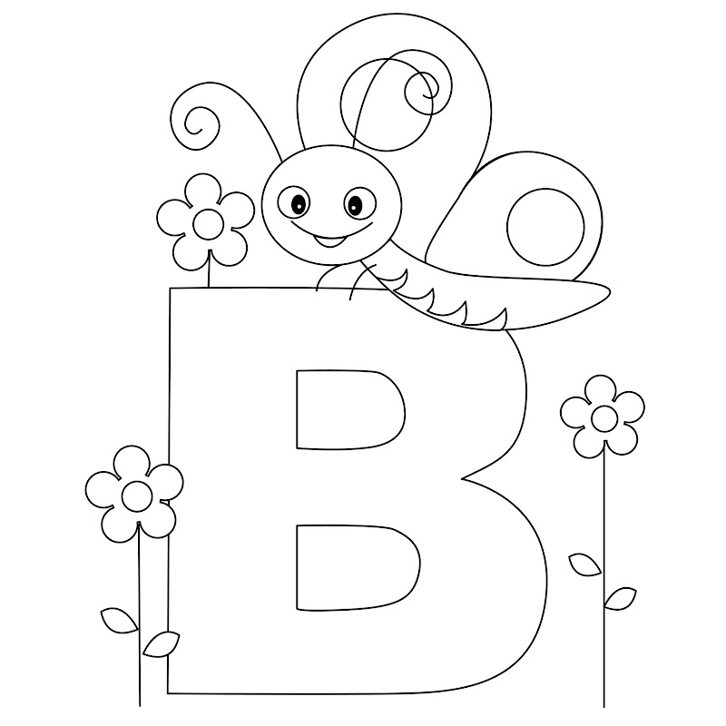 Animal Alphabet - Letter B Coloring - Butterfly Coloring title=