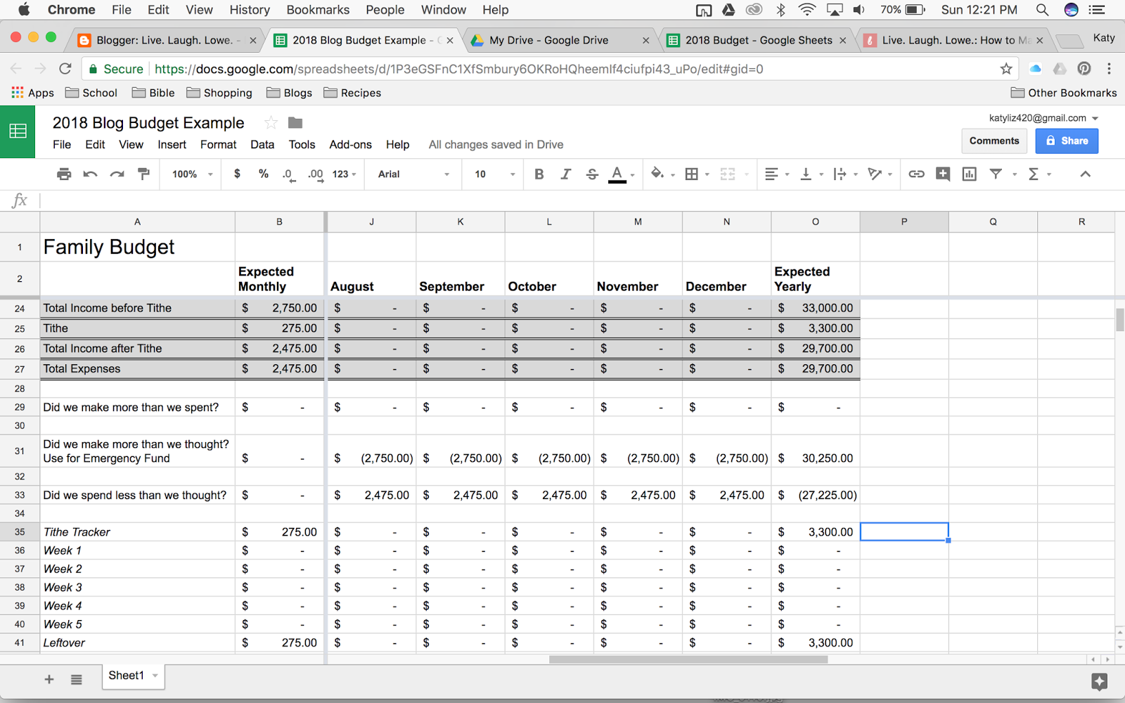 Live. Laugh. Lowe.: How to Make a Budget in Google Sheets Part 3