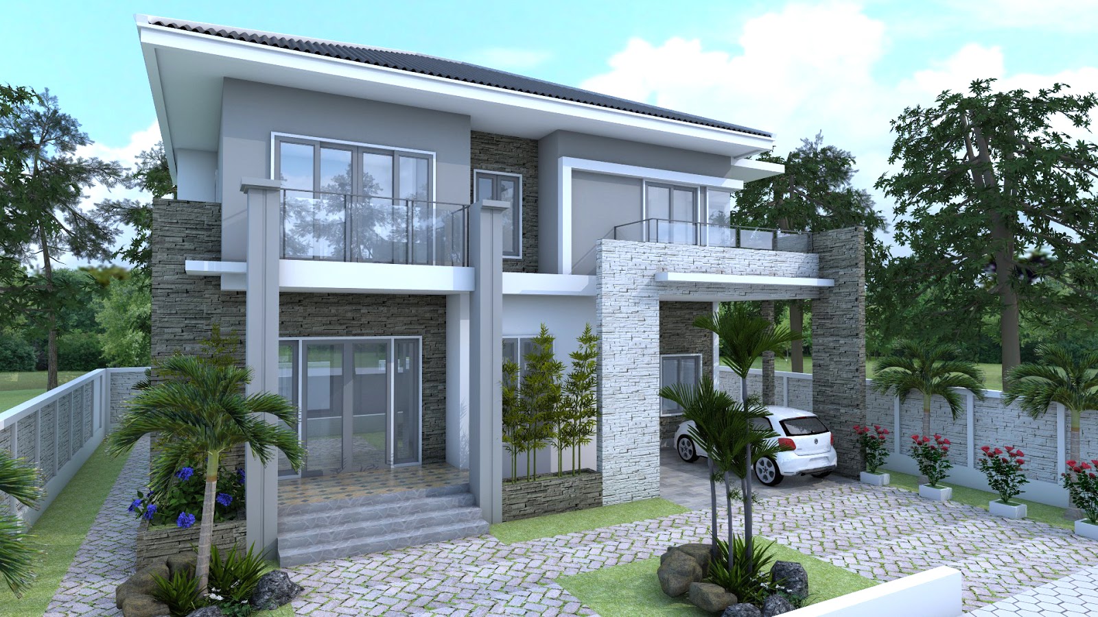 SketchUp Modern Home 10x12m. - Samphoas House Plan