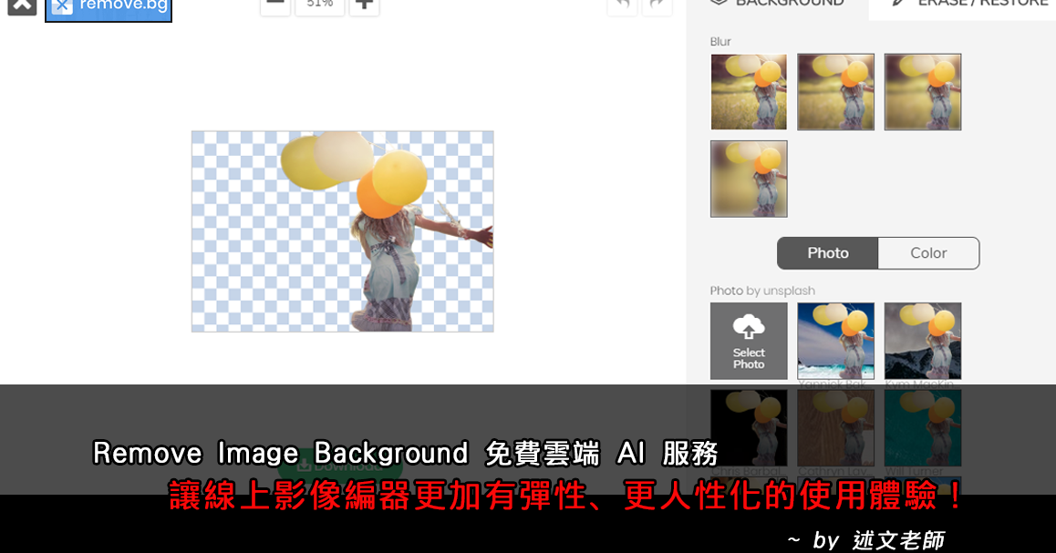 Remove Image Background 免費雲端 AI 服務： 讓線上影像編器更加有彈性、更人性化的使用體驗！