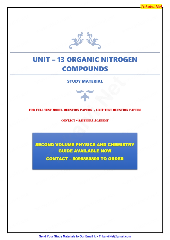 12th Standard Chemistry Unit 13 Study Materials Saiveera E/M