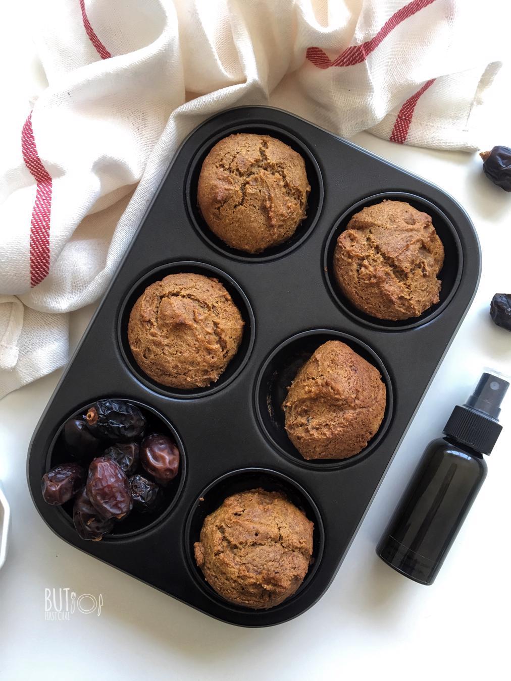 Eggless Dates Muffin and DIY Nonstick Spray