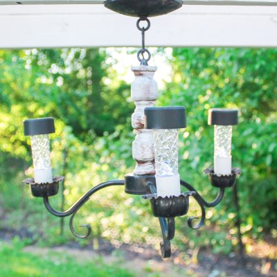 Creating a chippy & distressed solar powered chandelier | On The Creek Blog