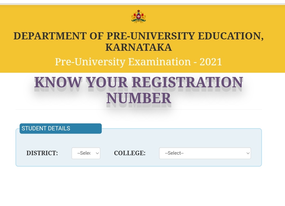 Get the registration number for to get results of puc second year