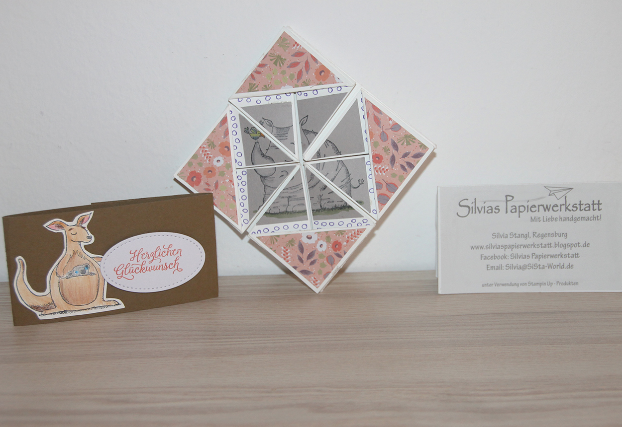 Silvias Papierwerkstatt: Karte in Serviettenfalttechnik mit Nashorn und Silvias Papierwerkstatt: Karte in Serviettenfalttechnik mit Nashorn und