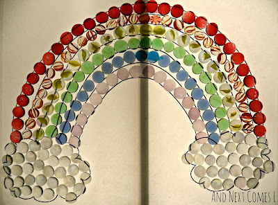 Build a colorful rainbow on the light table from And Next Comes L