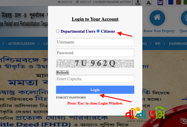 BanglarBhumi User Registration Online - Login