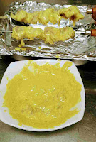 Threaded chicken reshmi kabab in shewer