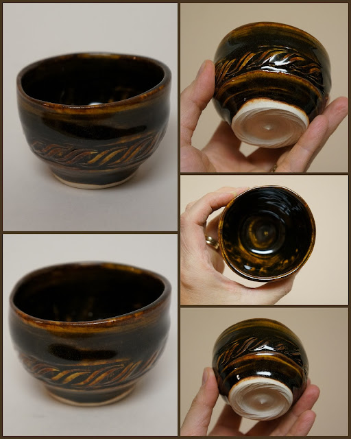 Pottery guinomi or whiskey or tea cup by Lily L.