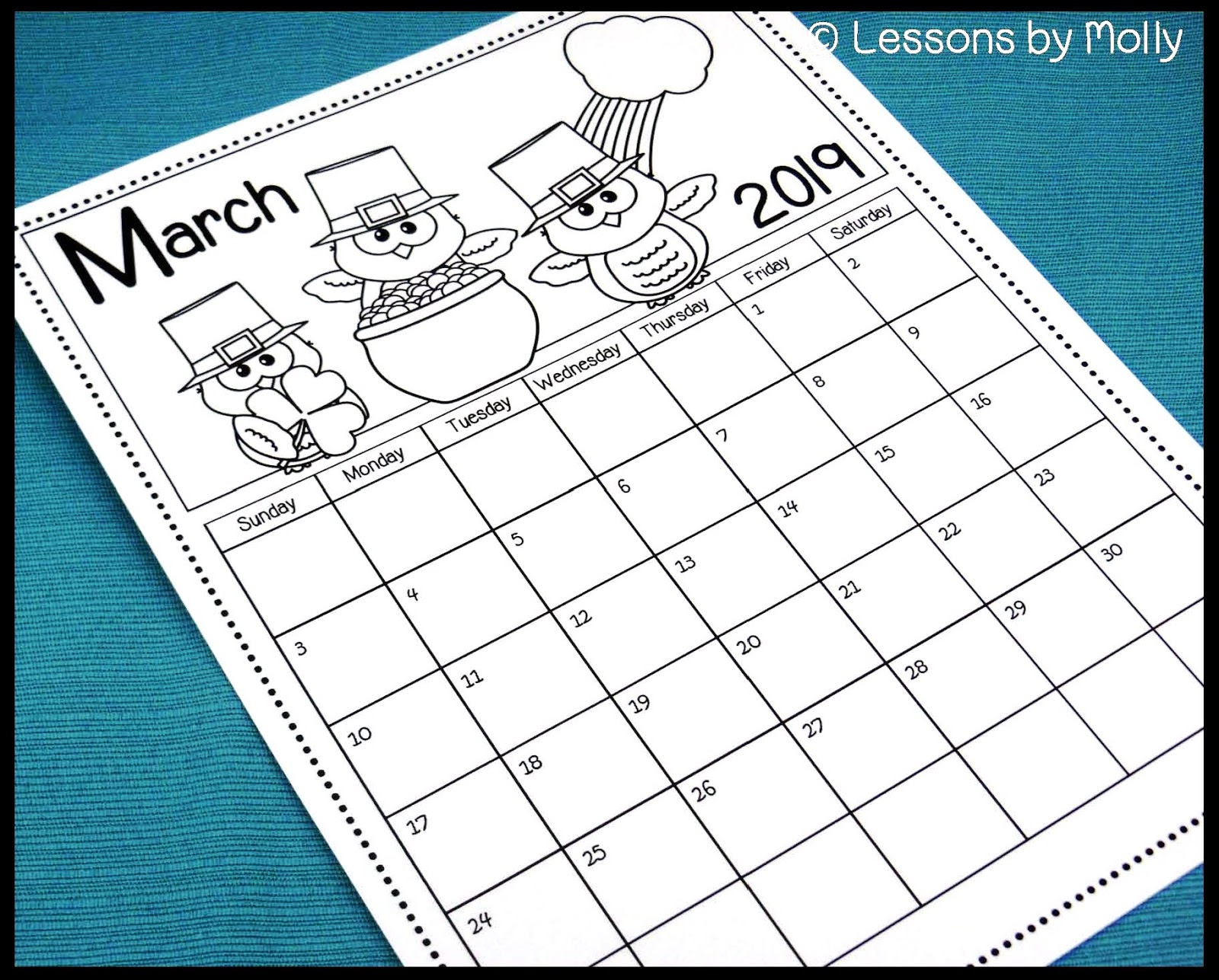 Lessons by Molly: Free School Calendar
