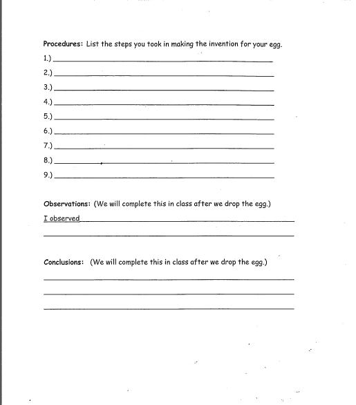 Adventures in Third Grade: Egg Drop