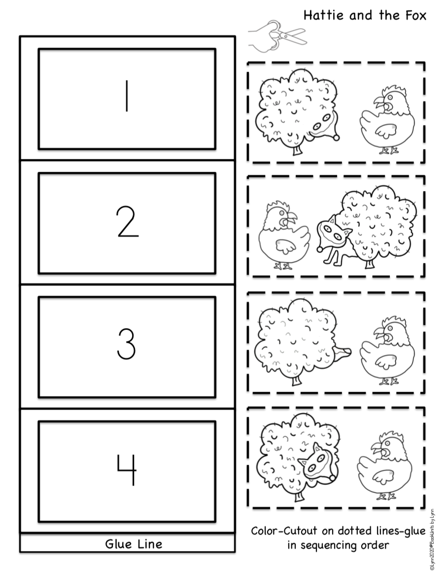 HATTIE AND THE FOX SEQUENCING BOOK CRAFT Book Units By Lynn hattie-and-the-fox-sequencing-book-craft-book-units-by-lynn