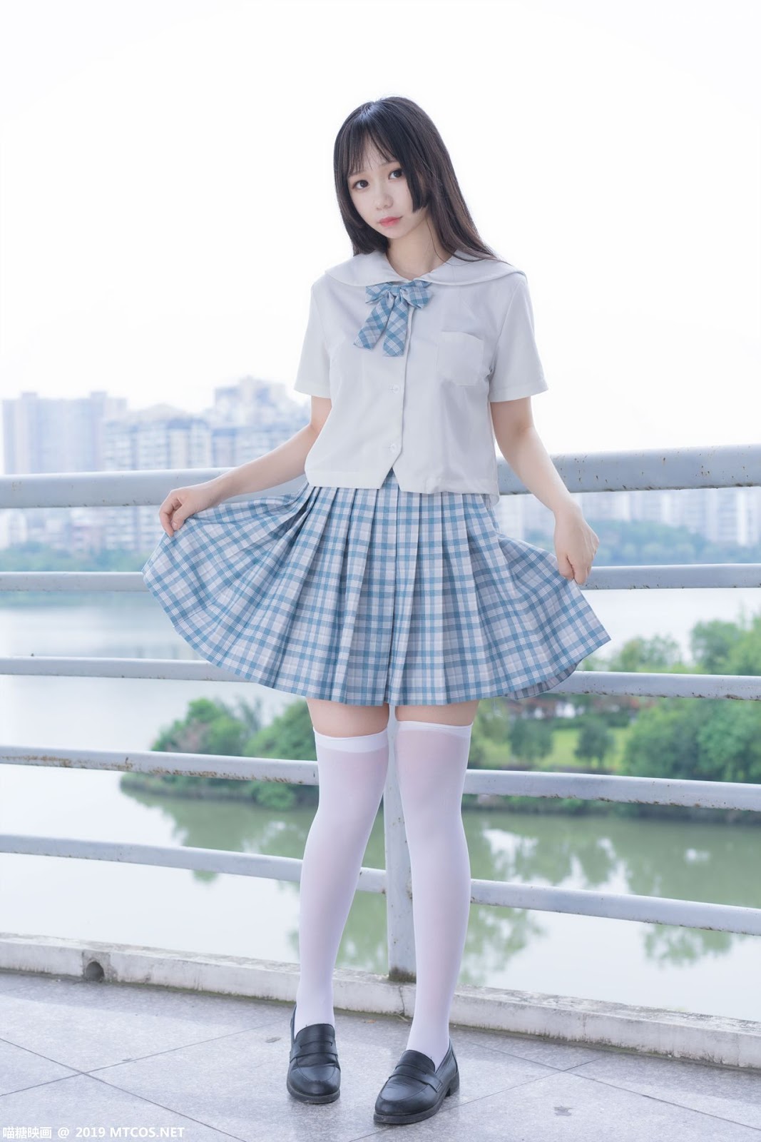 Image [MTCos] 喵糖映画 Vol.015 – Chinese Cute Model - White Shirt and Plaid Skirt - TruePic.net- Picture-16