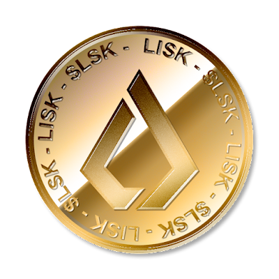 リスク（Lisk）新ロゴverのフリー素材（金貨ver）
