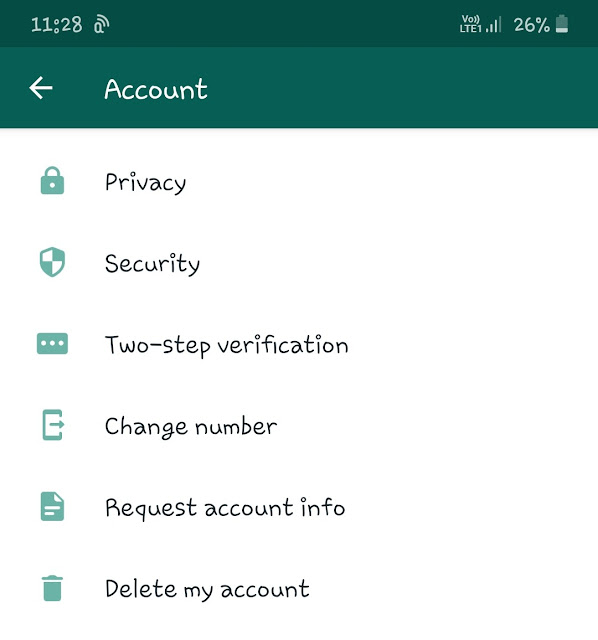 WhatsApp account settings