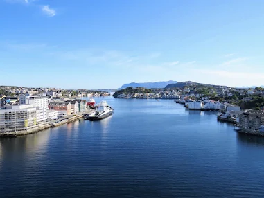 View from the bridge to Innlandet in Kristiansund on a Norway road trip