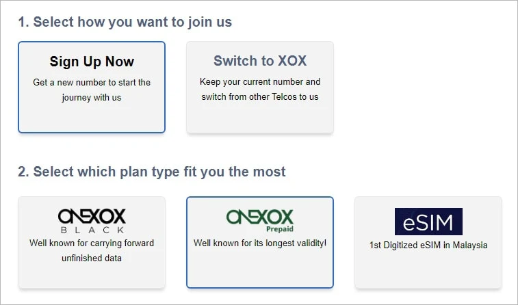 Daftar online ONEXOX Plan