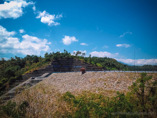 Outside Wall Slope Construction Building Of Titab Ularan Dam On A Sunny Day In The Dry Season North Bali Indonesia