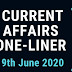 Current Affairs One-Liner: 9th June 2020