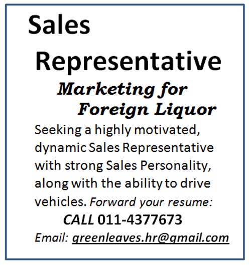 Vacancies for Sales Representatives