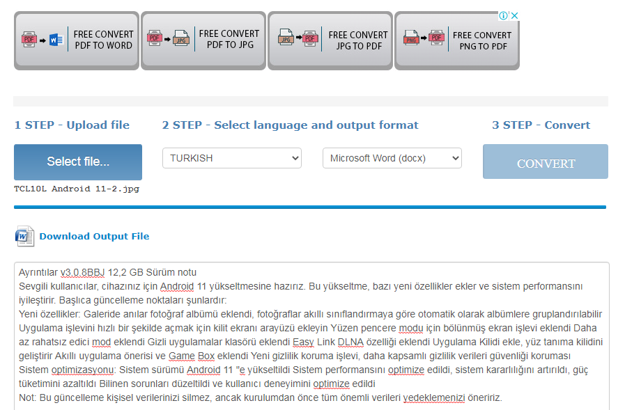 kopyalamak icin metin haline getirmek