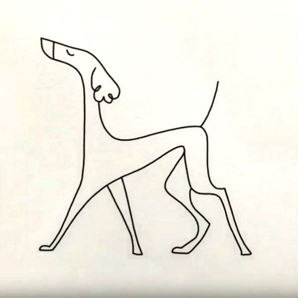 line drawing of haughty dog