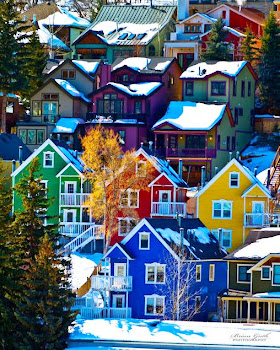 The colorful houses of Park City, Utah