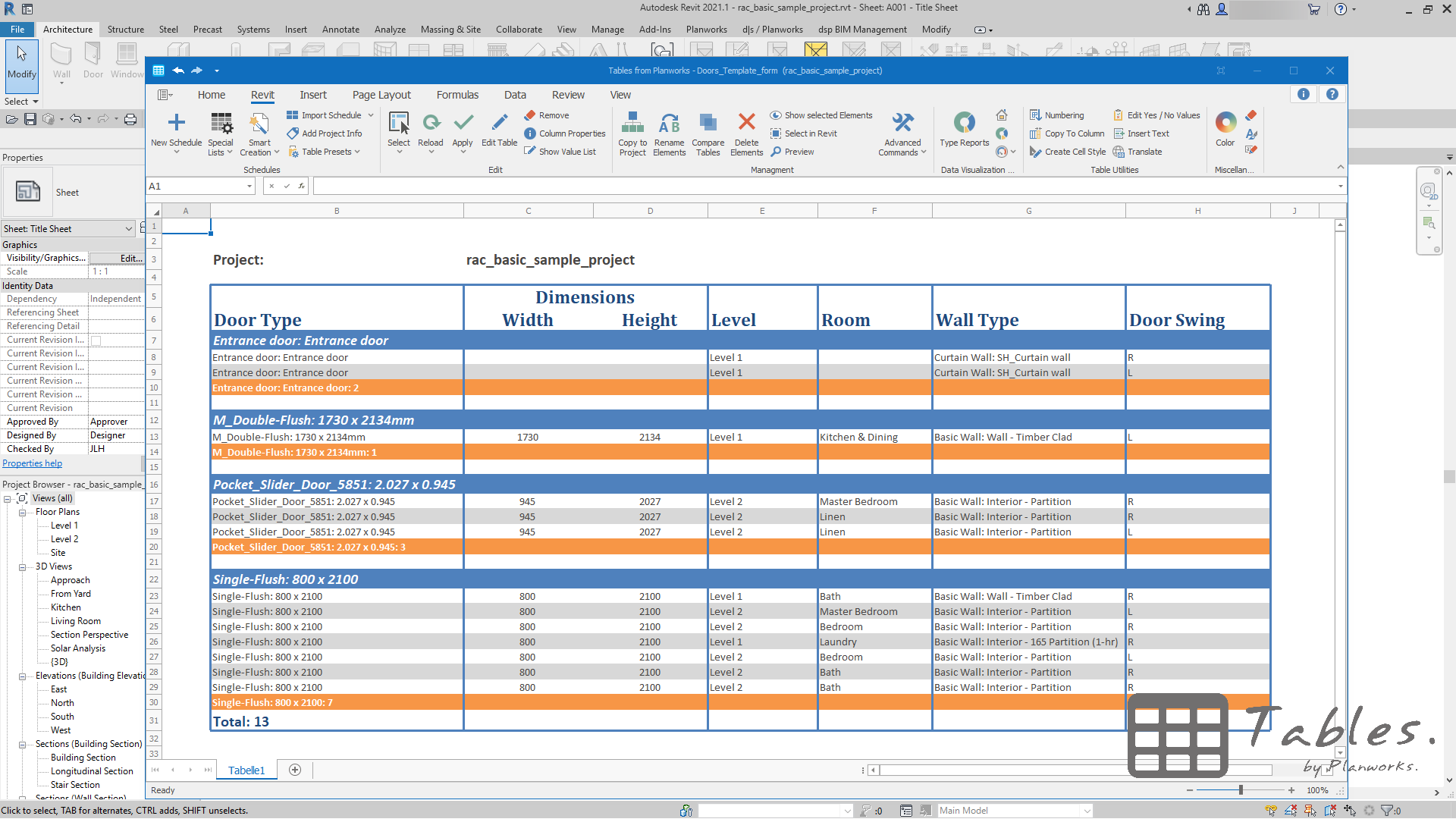 Revit AddOns Tables Spreadsheets in Revit. And a Lot More.