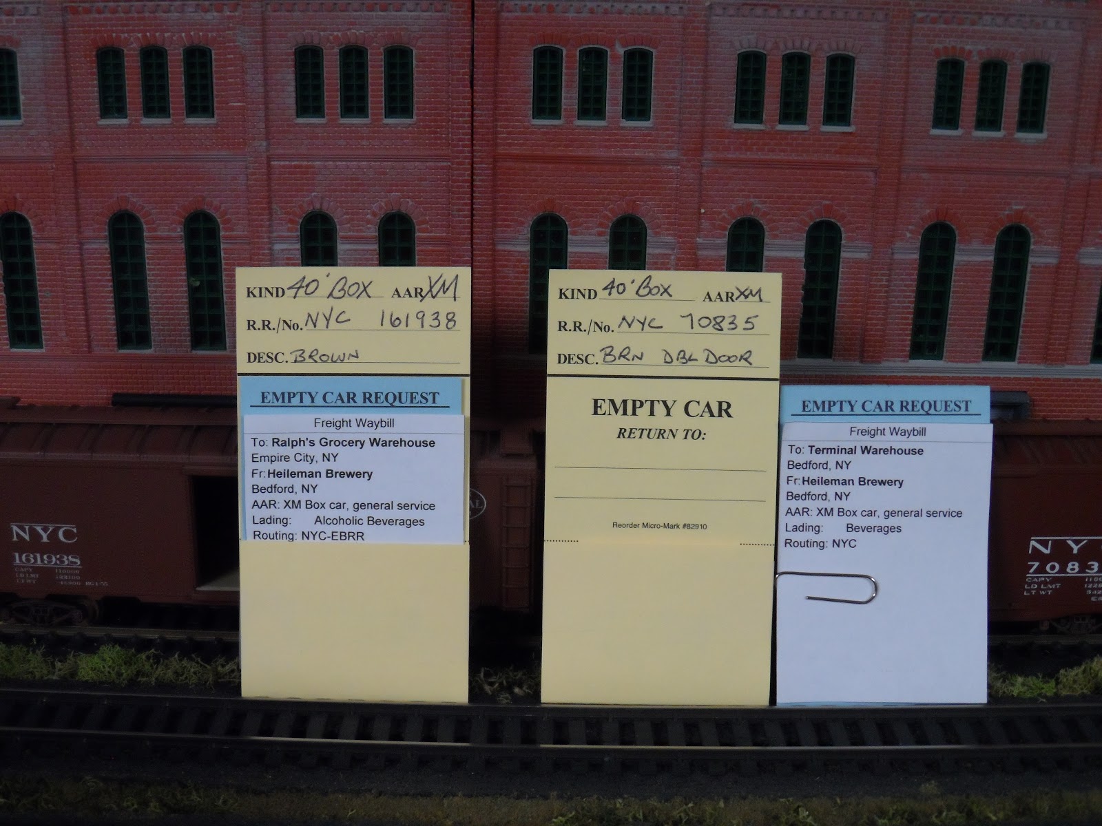 New York Central Train Layout Car Cards & Waybills on the N.Y.C.T.L