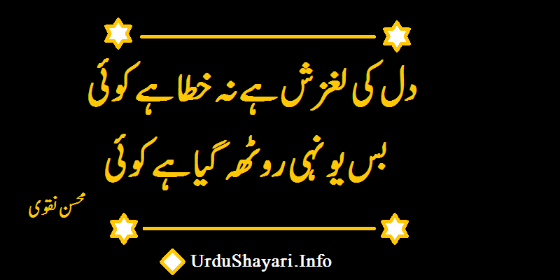 Dil Ki Laghish Hay Na 2 line urdu  Poetry - Beautiful Lines by Mohsin Naqvi