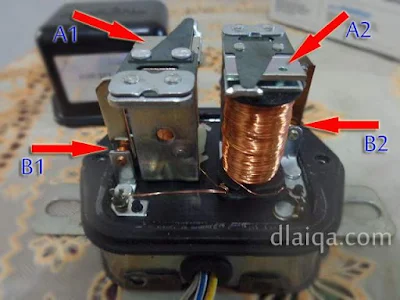 A1-B1 = voltage regulator, A2-B2 = voltage relay