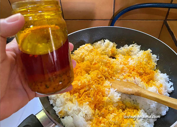 Bacolod City, Sardine Java Rice, Java Rice Recipe, anato oil, how to make anato oil, turmeric powder, health benefits of turmeric powder, fried rice, fried rice recipe, Filipino fried rice, anato oil, chicken rice, quarantine recipe, Covid-19, malunggay, budget meal, family budget, achuete seeds, Pinoy dish, Pinoy recipe, Bacolod chicken inasal, homecooking, from my kitchen, sardines in tomato sauce, Pinoy family, Filipino family, Covid-19 quarantine