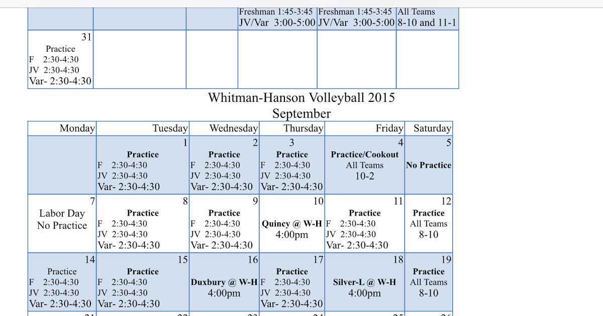 WH Athletics: Volleyball Schedule