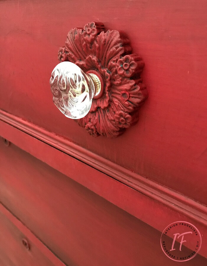 Red Antique Empire Dresser Painted Red Backplate