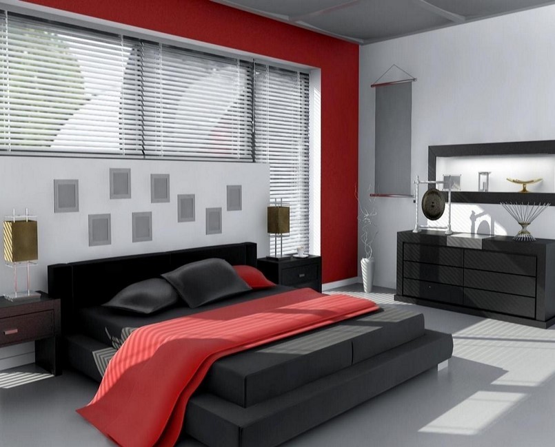 Red Black And Grey Bedroom