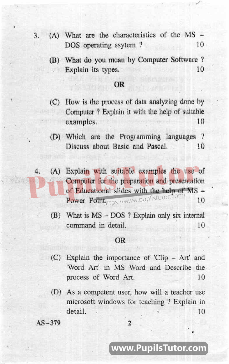 Computer Education And Information Technology Question Paper In English