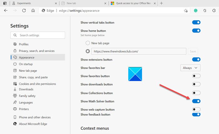 Solucionador matemático de Microsoft Edge