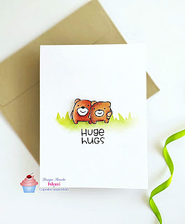 CIC, Copic markers, Everyday cards, CAS card, paper smooches, Quillish, critter card, bear card, paper smooches comforting hugs